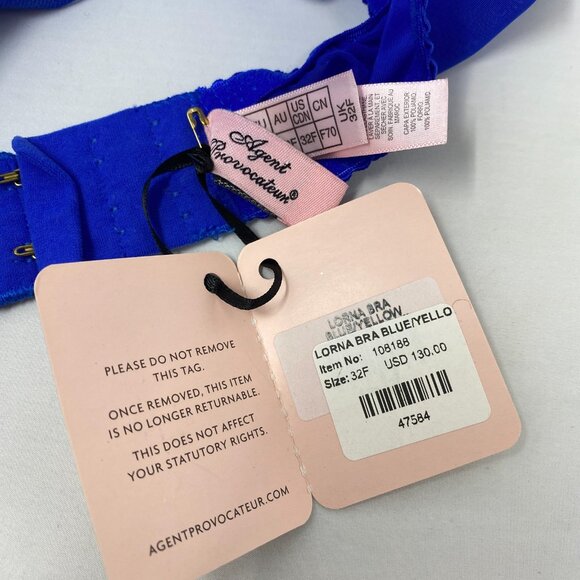 Agent Provocateur Lorna Blue Yellow Bra 32F NWT - Picture 9 of 9